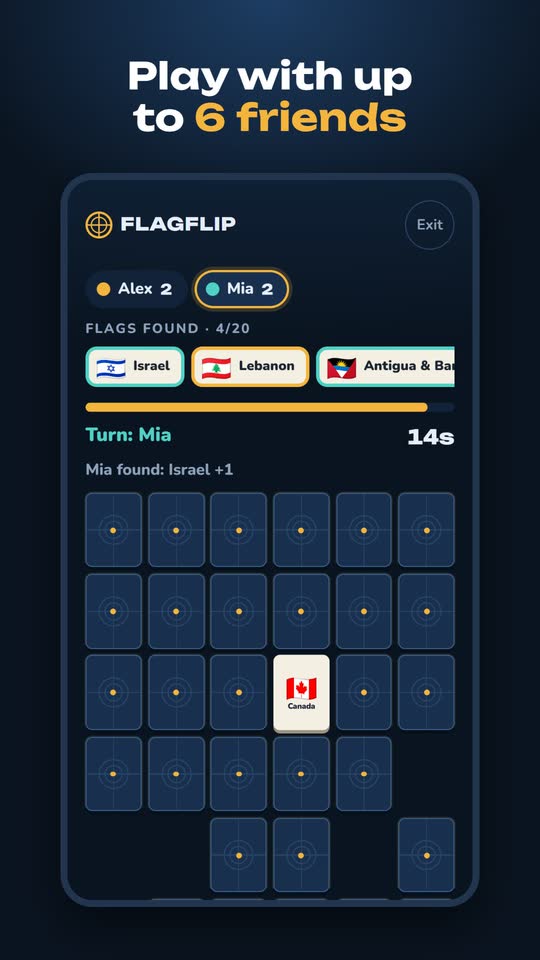 Online-Partie FlagFlip zwischen zwei Spielern